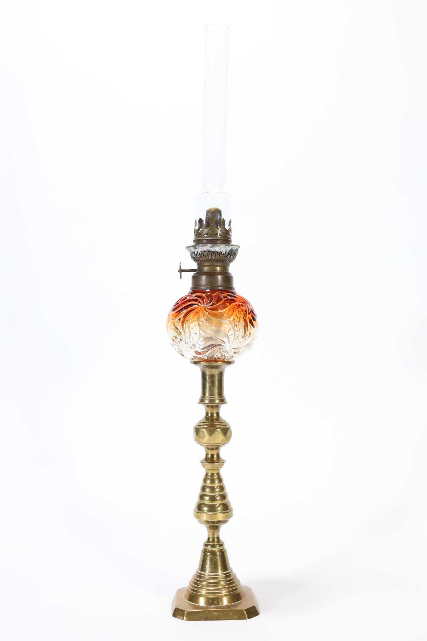 Baccarat Glass and Brass Oil Lamp