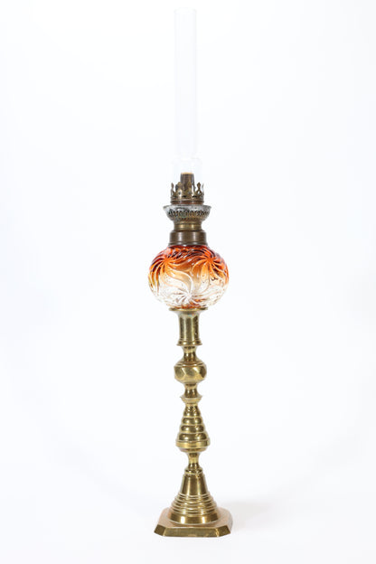 Baccarat Glass and Brass Oil Lamp