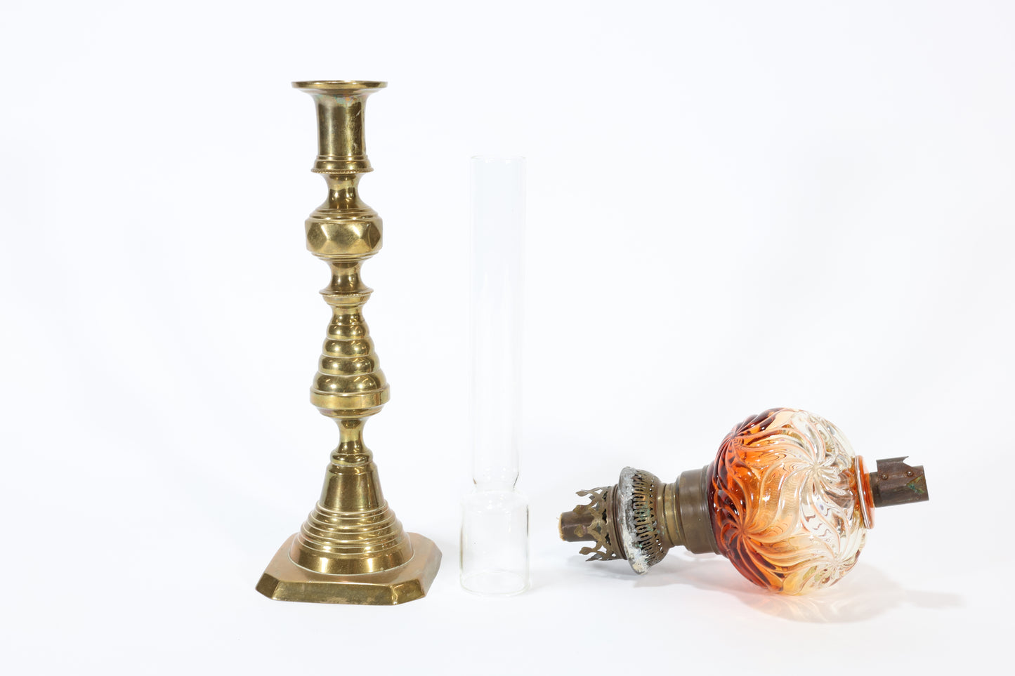 Baccarat Glass and Brass Oil Lamp