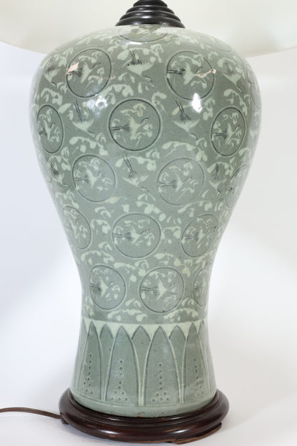 Korean Celadon Maebyeong Vase Lamp