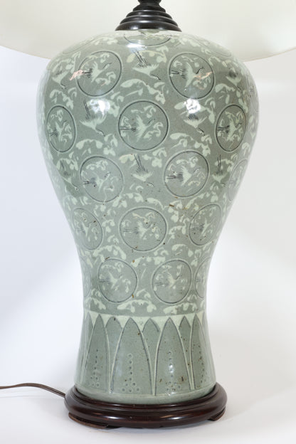 Korean Celadon Maebyeong Vase Lamp