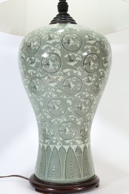 Korean Celadon Maebyeong Vase Lamp